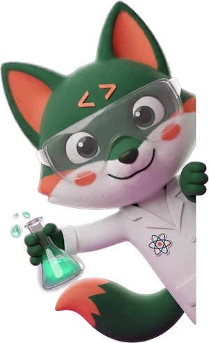 Mascota de D&A Lab saludando